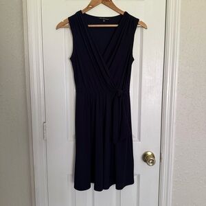 Nik and Nash Navy Blue Wrap Sleeveless Dress